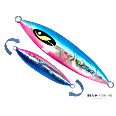 Isca artificial metal Jig Sea Fishing modelo Kelp 100g cor Azul com Rosa