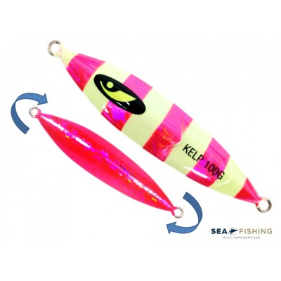 Isca artificial metal Jig Sea Fishing modelo Kelp 100g cor Rosa - Glow