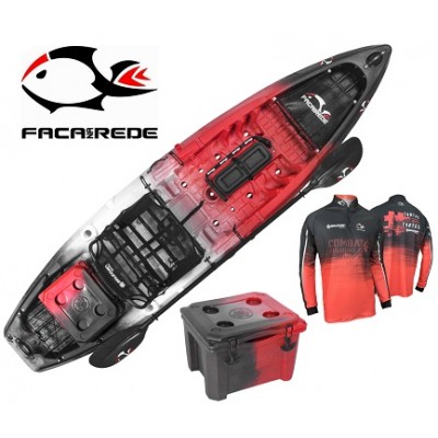 Promoção Faca na Rede! Caiaque Brudden Combat Fishing cor Trio Mandril + 01 Cooler 15 lts + Camisa Jersey UV