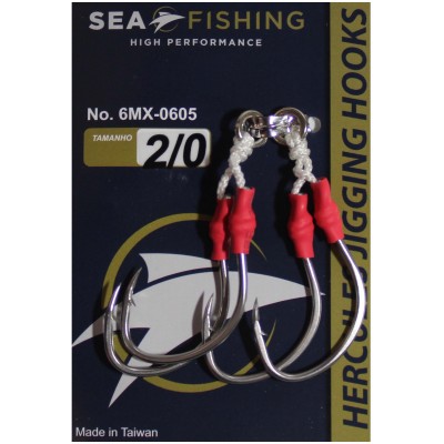Assist Hook Slow Jigging com Solid Sea Fishing #2/0 pacote com 2 pares