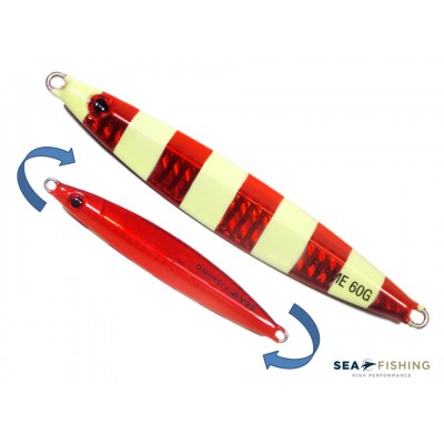 Isca artificial metal Jig Sea Fishing modelo Flame 60g cor Vermelho - Glow