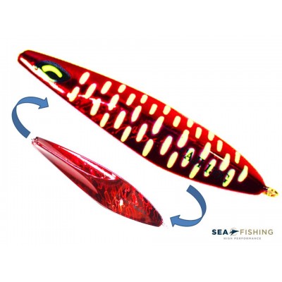 Isca artificial metal Jig Sea Fishing modelo Caji 150g cor Vermelho - Glow