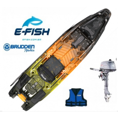  Caiaque Brudden My Way Fishing kayak cor trio Barcelos + Motor Hidea 4HP + Kit Acelerador Remoto + 1 Colete de Brinde
