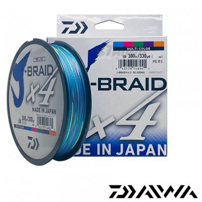 Linha multifilamento Daiwa J-Braid 4X - 0,36 mm - 65 lbs - 300 m - Multicolor