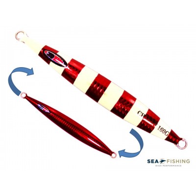 Isca artificial metal Jig Sea Fishing modelo Chapin 160g cor Vermelho - Glow