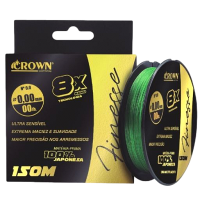 Linha Multifilamento Crown Finesse 8X - 0,14mm - 17lbs - 150m