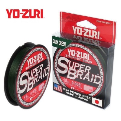 Linha multifilamento Yo-zuri Super Braid - 0,36 mm - 50 lbs - 275 m - Verde