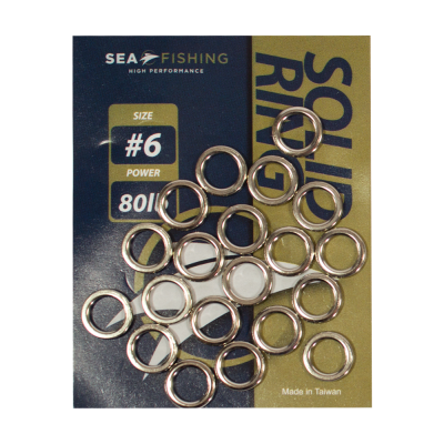 Solid Ring Sea Fishing # 6 - 80 lb - pacote com 20 peças