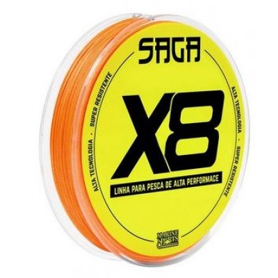 Linha Multifilamento Saga X8 150m - 20lbs - 0,19mm Orange (Laranja)