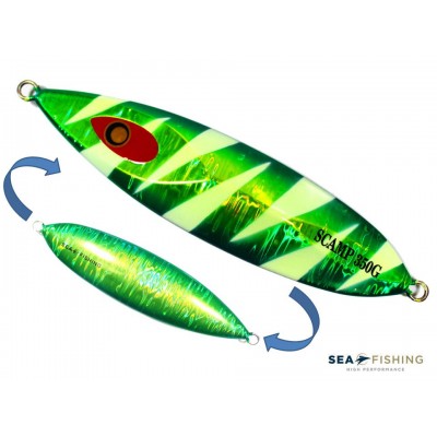 Isca artificial metal Jig Sea Fishing modelo Scamp 350g cor Verde - Glow