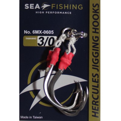 Assist Hook Slow Jigging com Solid Sea Fishing #3/0 pacote com 2 pares