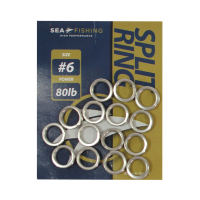 Split Ring Sea Fishing # 6 - 80 lb - pacote com 15 peças