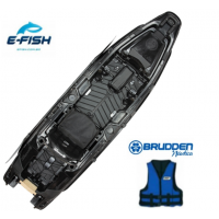  Caiaque Brudden My Way Fishing kayak  Preto acinzentado + Motor Hidea 5HP + Kit Acelerador Remoto + 1 Colete de Brinde 