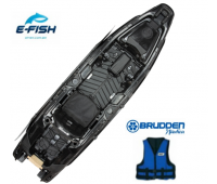  Caiaque Brudden My Way Fishing kayak  Preto acinzentado + Motor Hidea 5HP + Kit Acelerador Remoto + 1 Colete de Brinde 